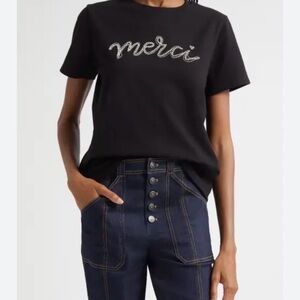 Black Merci Rhinestone Graphic Tee